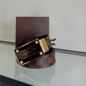 Louis Vuitton Brown and Gold Belt